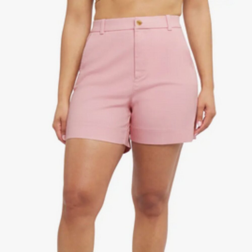 SPANX Tailored High-Waist Pink Stretch Shorts